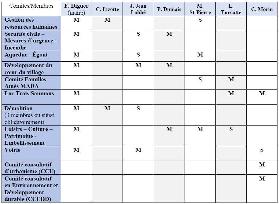 Responsabilités des membres du conseil